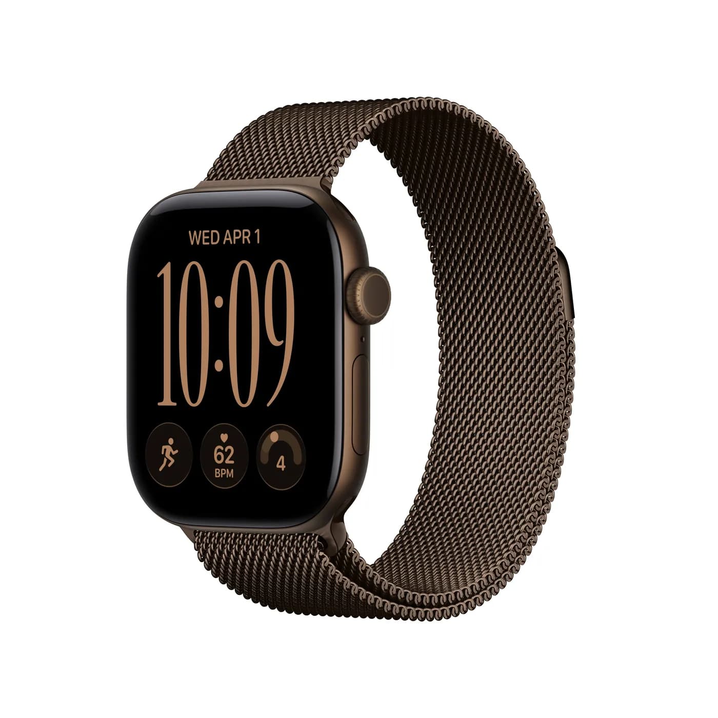 Apple Watch Series 12 Milanese Loop — Bronze foncé · Bronze foncé · Aluminium · 42mm · GPS · Taille unique